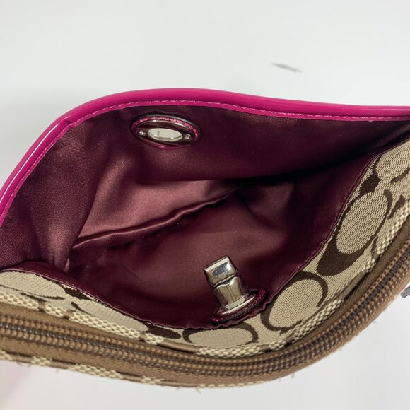 COACH Park Signature Logo Jacquard Wallet Clutch Leather Trim NO STRAP - Picture 7 of 7